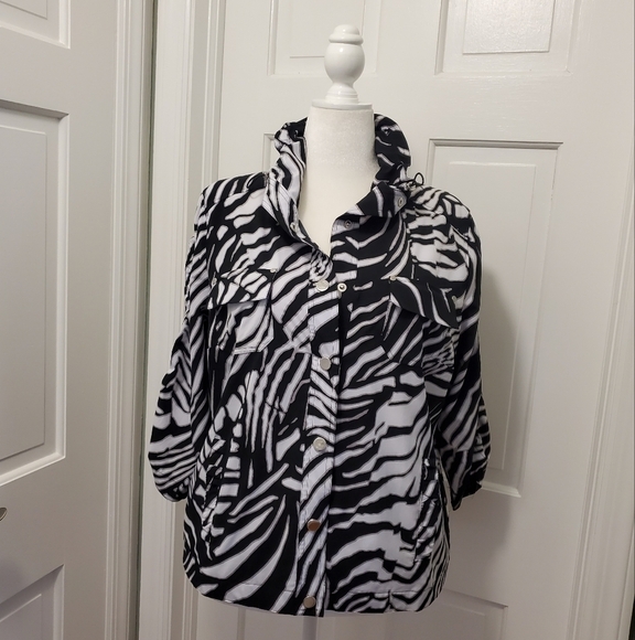 Zynergy By Chicos Zebra Print Lightweight Jacket Size 2=12/14 Ladies, Athlesiure - Picture 1 of 12
